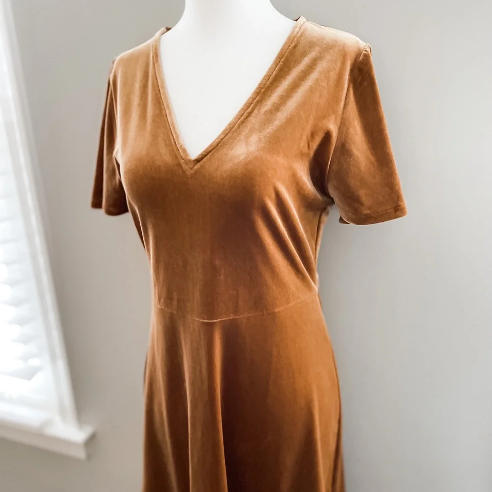 SOLD Madewell Velvet V-neck Flutter Sleeve Dress - Picture 7 of 13